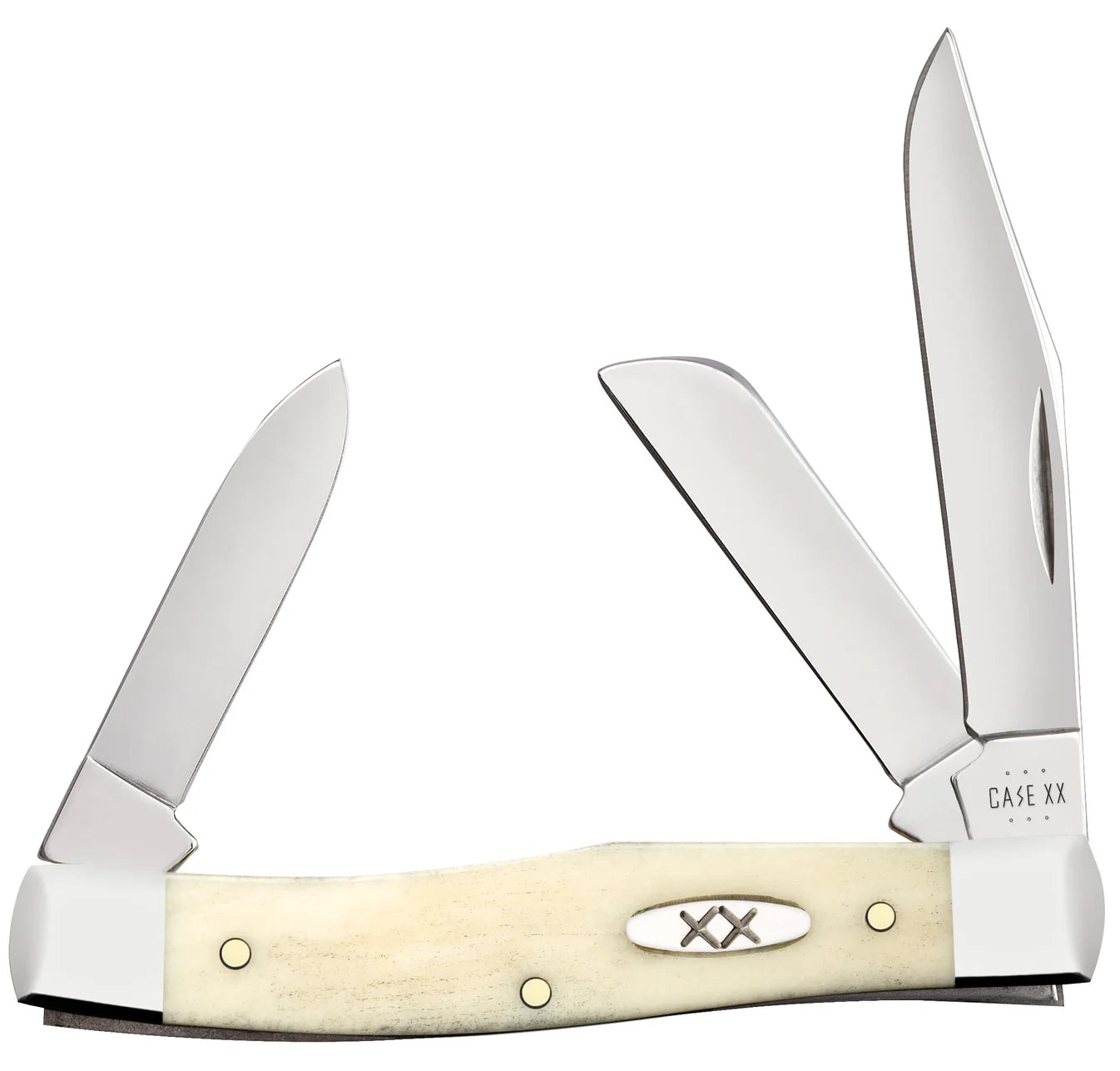 CASE STOCKMAN MEDIUM 3 BLADE 3 5/8" SMOOTH NATURAL BONE