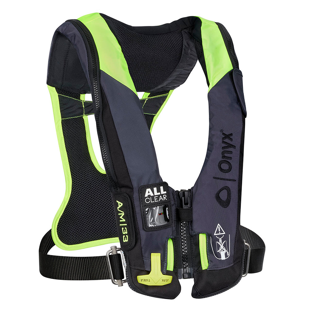 ONYX IMPULSE A/M 33 ALL CLEAR W/HARNESS AUTO/MANUAL INFLATABLE LIFE JACKET - GREY