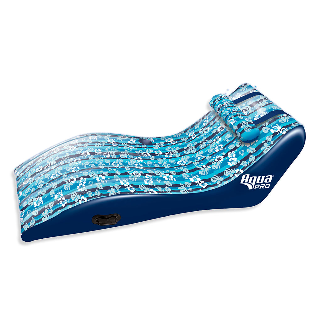 AQUA LEISURE ULTRA CUSHIONED COMFORT LOUNGE HAWAIIAN WAVE PRINT W/ADJUSTABLE PILLOW