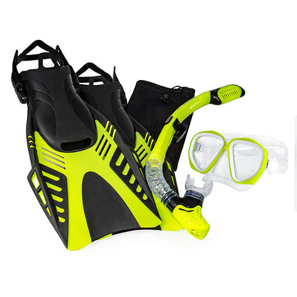 AQUA LEISURE DYNA ADULT 5-PIECE DIVE SET - ADULT SIZE M/L MEN'S 4.5-8.5/LADIES 5.5-9.5