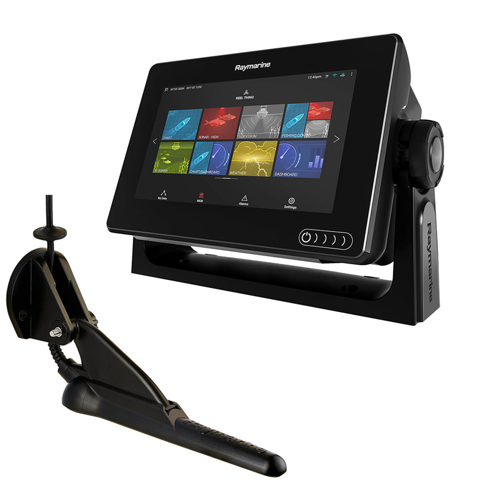 RAYMARINE AXIOM 7 DV MFD W/CPT-100DVS TRANSOM MOUNT TRANSDUCER & LIGHTHOUSE NORTH AMERICA CHART