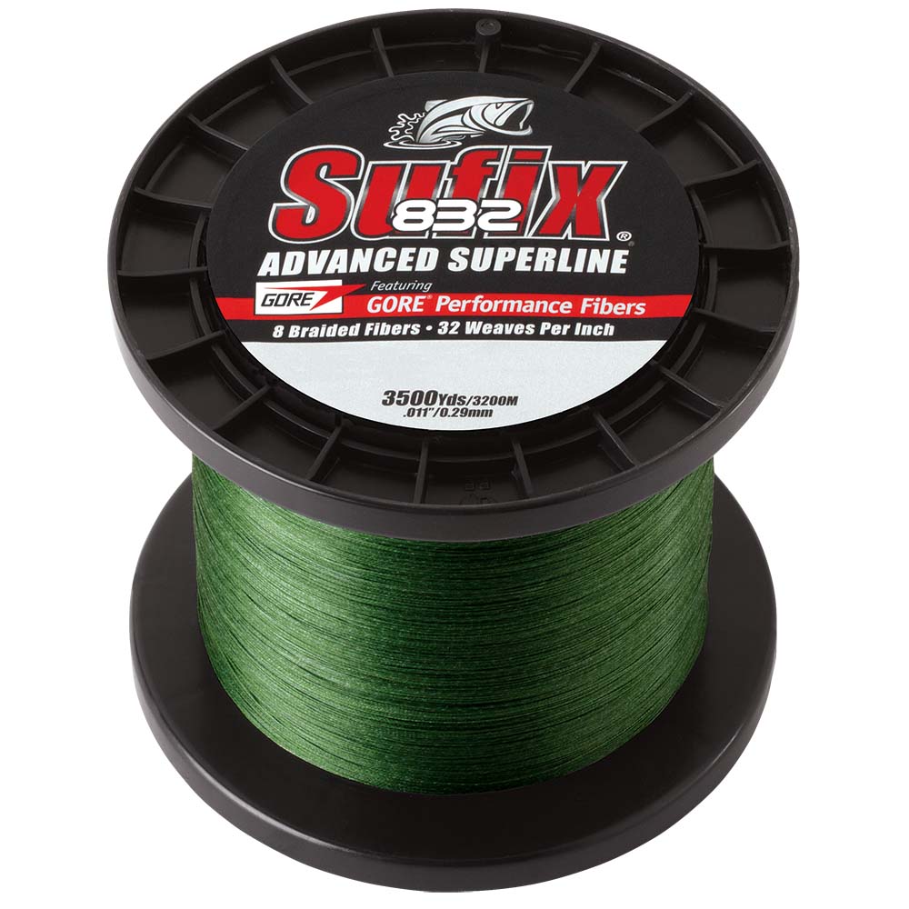 SUFIX 832 ADVANCED SUPERLINE BRAID LO-VIS GREEN 30LB 3500YDS BULK