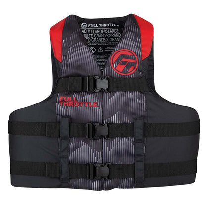 FULL THROTTLE ADULT NYLON LIFE JACKET - L/XL - RED/BLACK