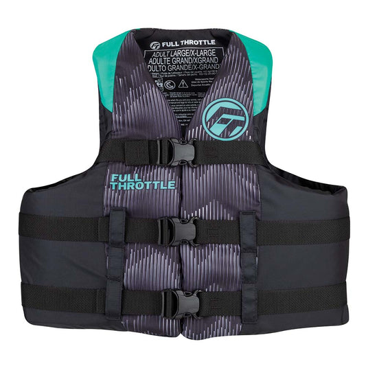 FULL THROTTLE ADULT NYLON LIFE JACKET - L/XL - AQUA/BLACK