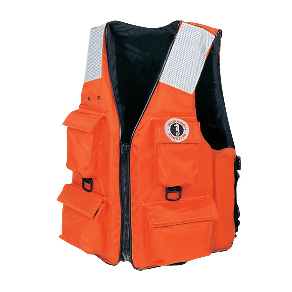 MUSTANG 4-POCKET FLOTATION VEST - ORANGE - XL