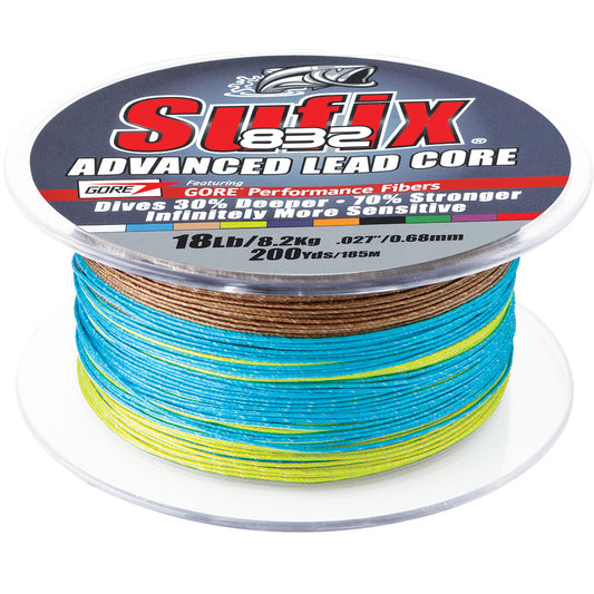 SUFIX 832 ADVANCED SUPERLINE BRAID LEAD CORE 10 COLOR METERED 12LB 200YDS