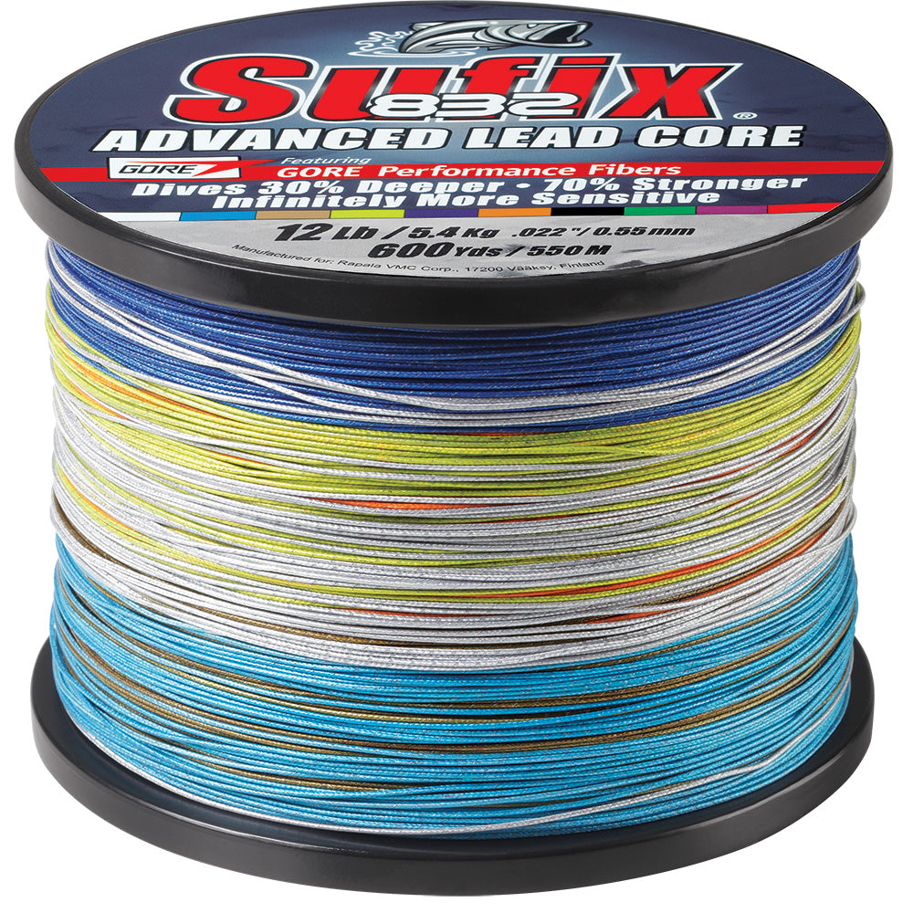 SUFIX 832 ADVANCED SUPERLINE BRAID LEAD CORE 10 COLOR METERED 12LB 600YDS