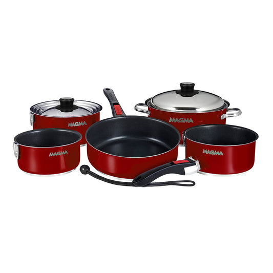 MAGMA NESTABLE 10 PIECE INDUCTION NON-STICK ENAMEL FINISH COOKWARE SET - MAGMA RED