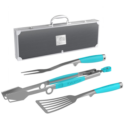 TOADFISH ULTIMATE GRILL SET + CASE - TONGS, SPATULA & FORK